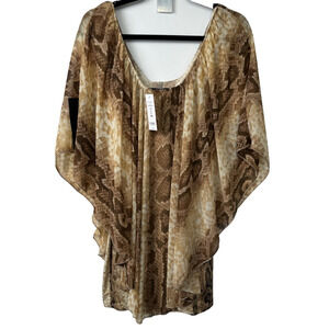 NEW Bebe Addiction Snake Print Blouse Cropped Sheer Animal Print Top XS $98 A34